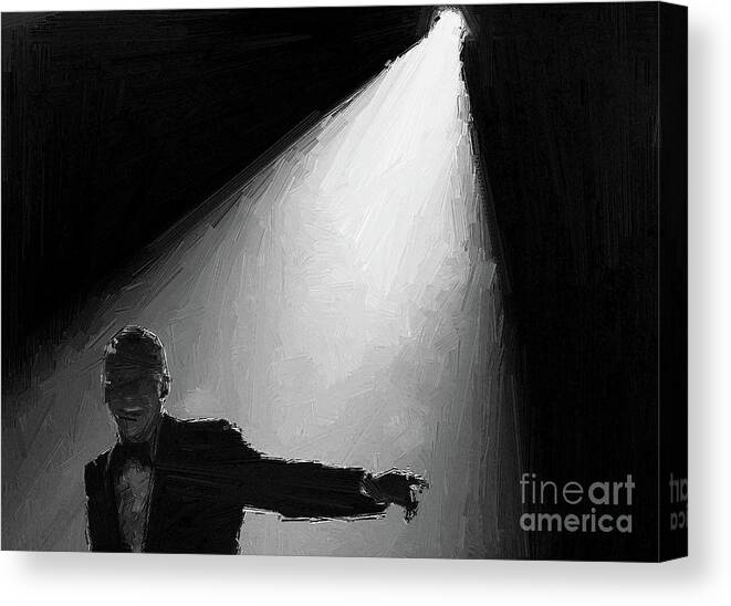 Sinatra Canvas Print featuring the photograph Original Oil Painting of Ol' Blue Eyes by Doc Braham