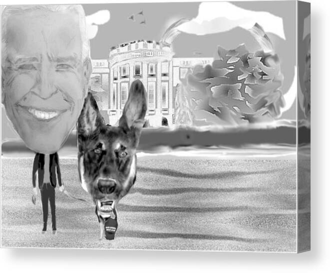 Biden Major Maga Hat Ruined Sketch Pencil Canvas Print featuring the mixed media Out for a stroll. by Pamela Calhoun