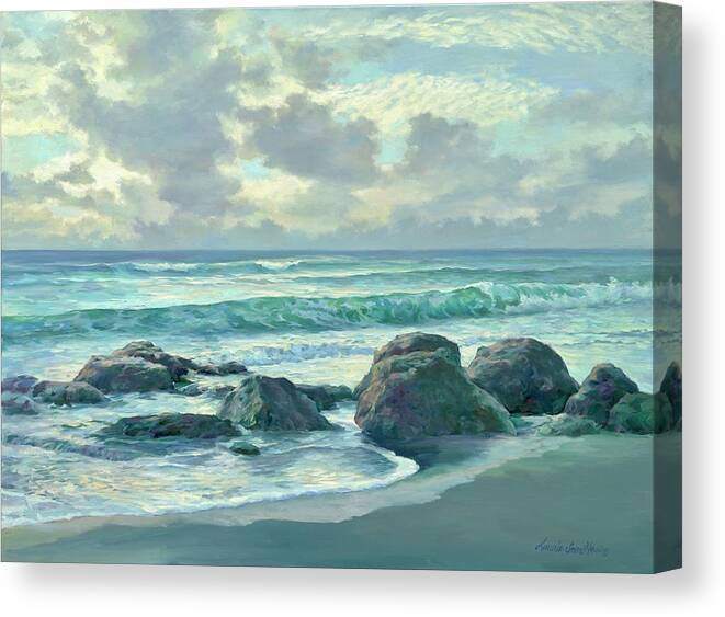  Ocean Canvas Print featuring the painting Palm Beach Sunrise by Laurie Snow Hein