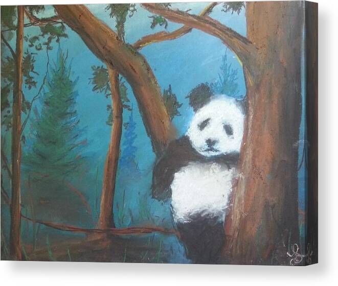 Panda Canvas Print featuring the painting Panda by Jen Shearer