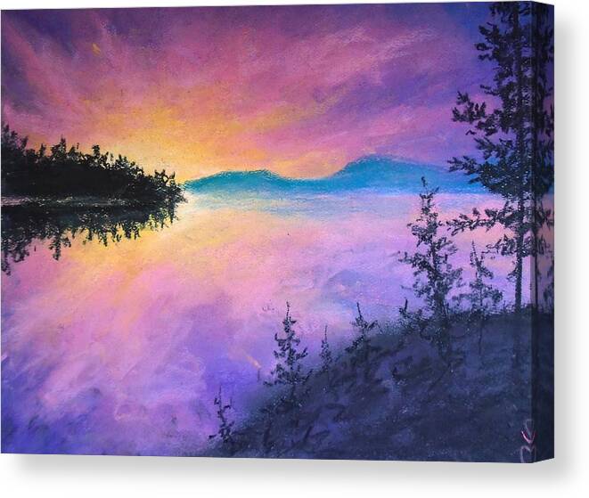 Pink Sunset Canvas Print featuring the painting Pastel Dreams by Jen Shearer