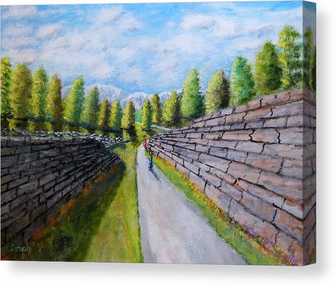 Landscape Canvas Print featuring the painting Between The Walls Path by Gregory Dorosh