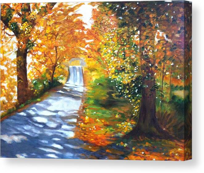 Fall Color Canvas Print featuring the painting Path to Joy by Juliette Becker
