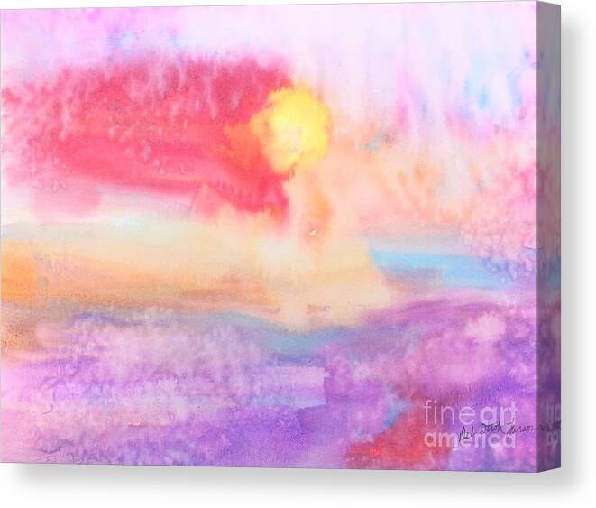 Water Canvas Print featuring the painting Pink Painted Sky by Deb Stroh-Larson