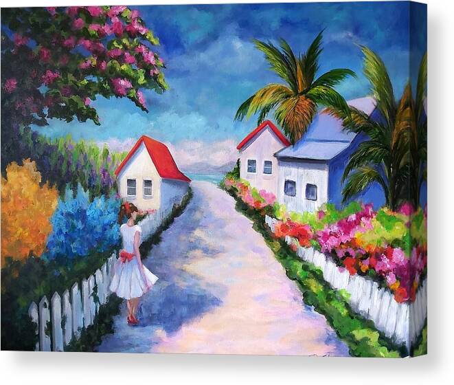 Landscape Canvas Print featuring the painting Pretty in Paradise by Rosie Sherman