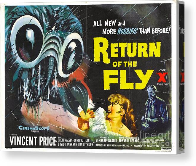Return Canvas Print featuring the photograph Return Of The Fly Vincent Price by Action