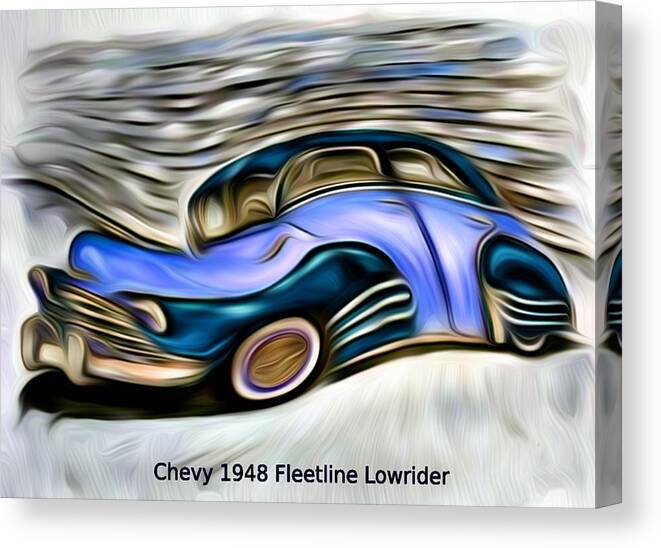 Chevy Canvas Print featuring the digital art Revved Up and Rarin' To Go... Blue by Ronald Mills
