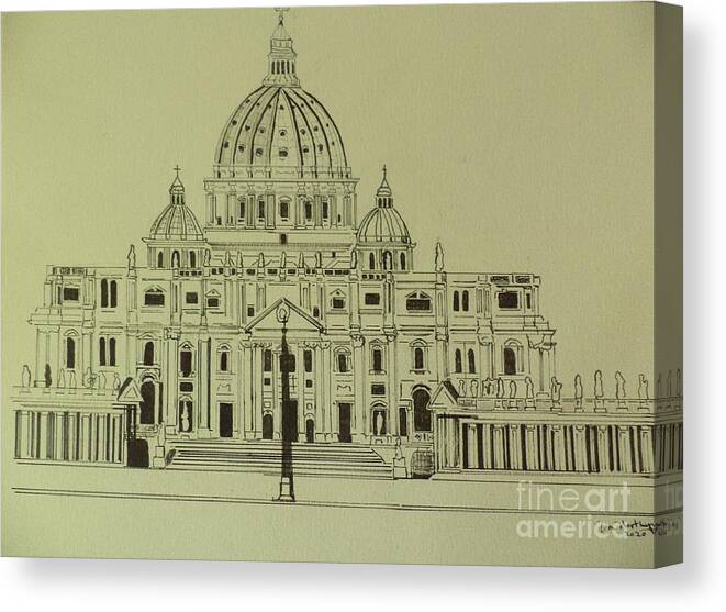 Rome Canvas Print featuring the drawing Rome the Vatican by Donald Northup