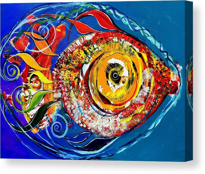Fish Canvas Print featuring the painting San Antonio Fish by J Vincent Scarpace