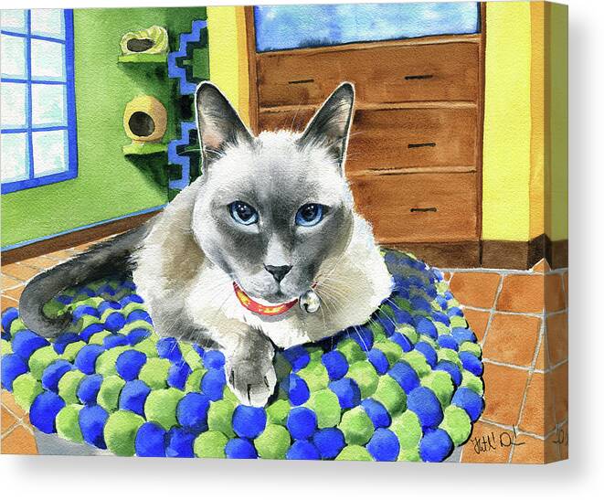 Cats Canvas Print featuring the painting Secret by Dora Hathazi Mendes