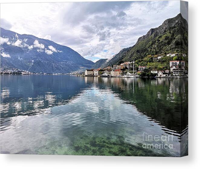 Montenegro Canvas Print featuring the photograph Shimmering Kotor Bay, Montenegro by Rebecca Harman