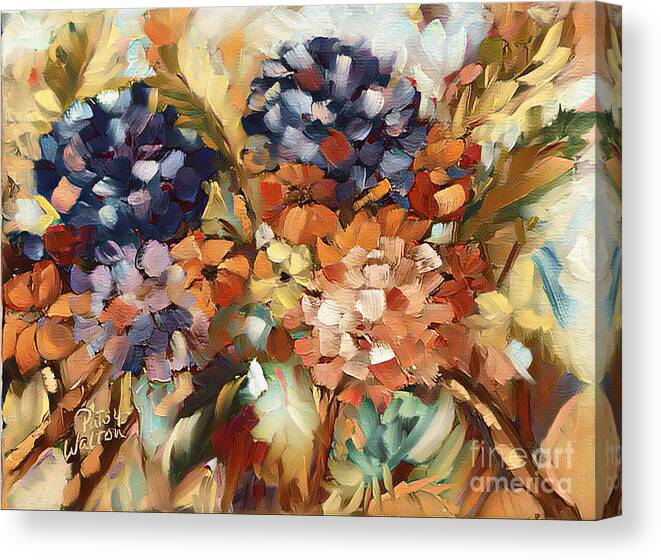 Hydrangeas Canvas Print featuring the painting Show Offs 2 by Patsy Walton