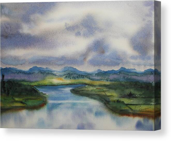 Landscape Canvas Print featuring the painting Silver Day by Ruth Kamenev