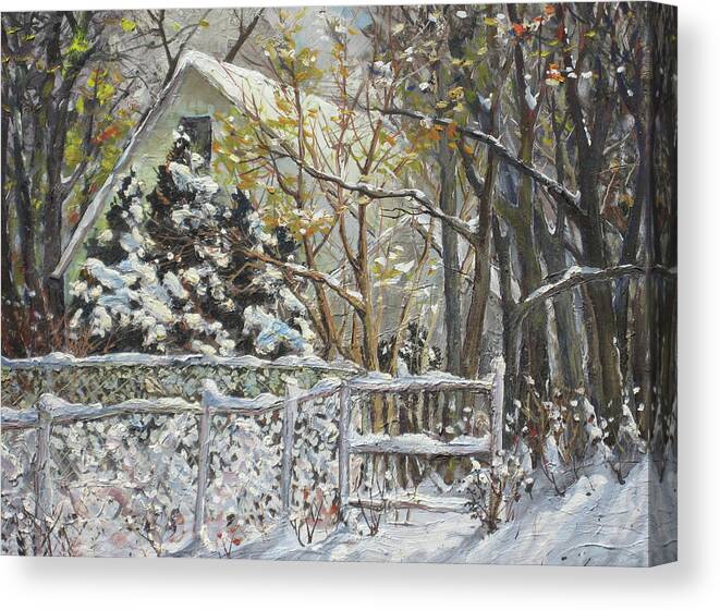  Canvas Print featuring the painting Snow Day by Douglas Jerving
