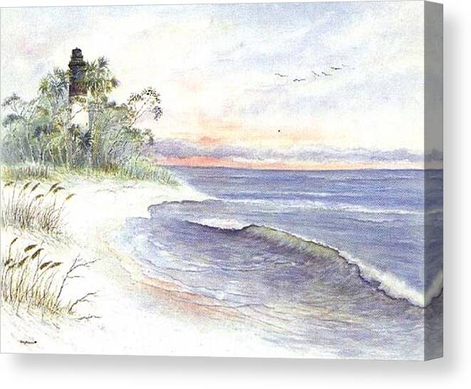 Lighthouse Canvas Print featuring the painting Solitude by Ben Kiger