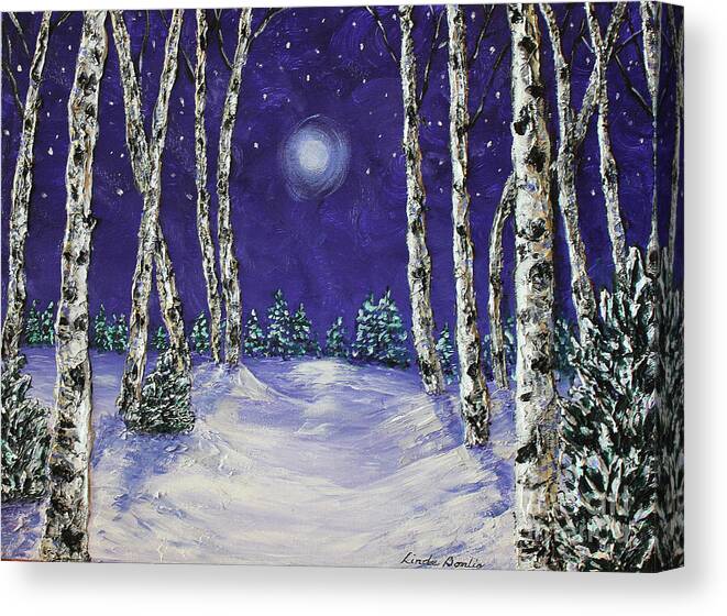 Landscape Canvas Print featuring the painting Solo Snowscape SOLD by Linda Donlin