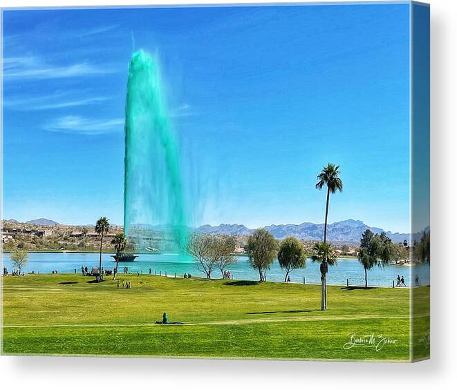 Fountain Canvas Print featuring the photograph St. Patricks Day in the Desert by Barbara Zahno