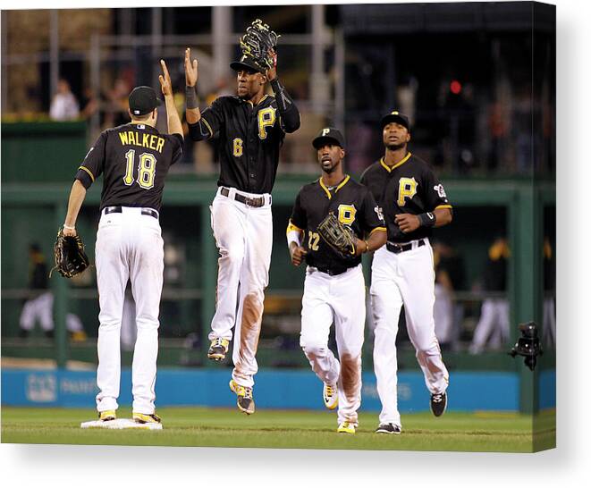 American League Baseball Canvas Print featuring the photograph Starling Marte by Justin K. Aller