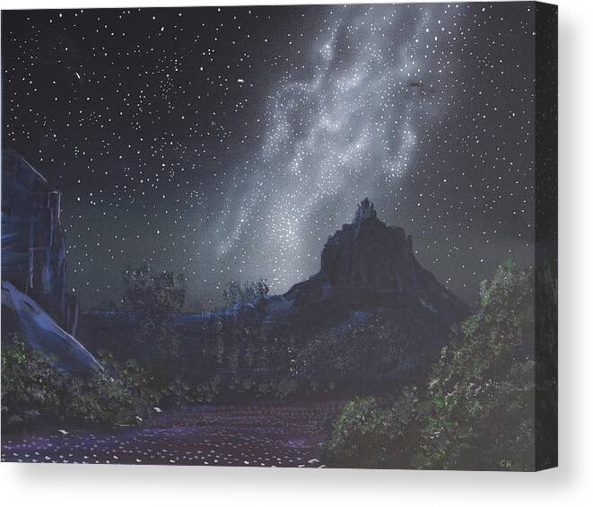 Sedona Canvas Print featuring the painting Starry Night Sky over Sedona, Arizona by Chance Kafka
