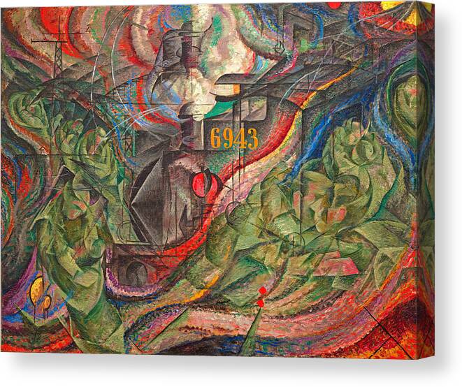 States Of Mind I Canvas Print featuring the digital art States of Mind I - The Farewells by Umberto Boccioni - digital enhancement by Nicko Prints