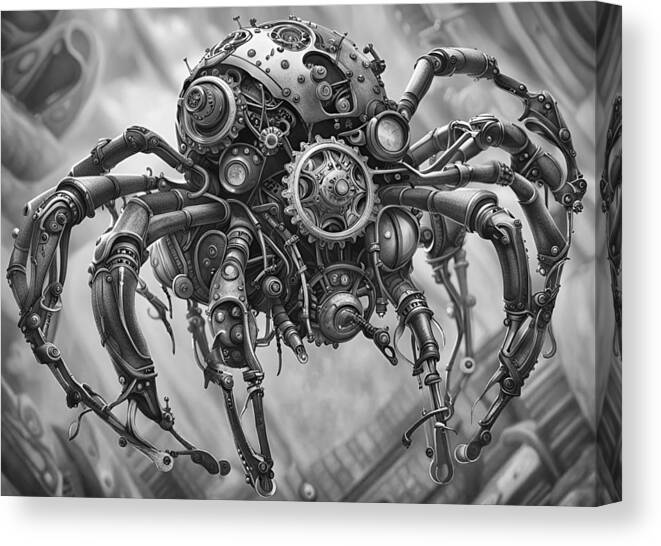 Ai Canvas Print featuring the photograph Steampunk Spider by Cate Franklyn