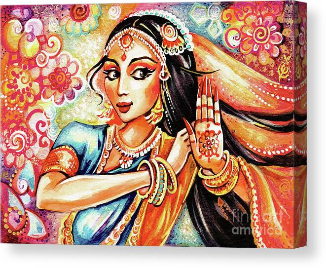 Indian Woman Canvas Print featuring the painting Sun Ray Dance by Eva Campbell