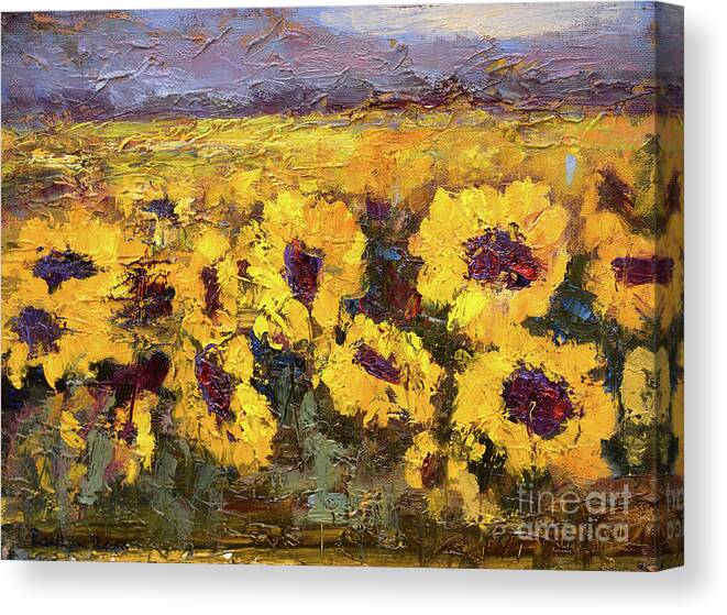 Sunflowers Canvas Print featuring the painting Sunflower Fields II by Radha Rao