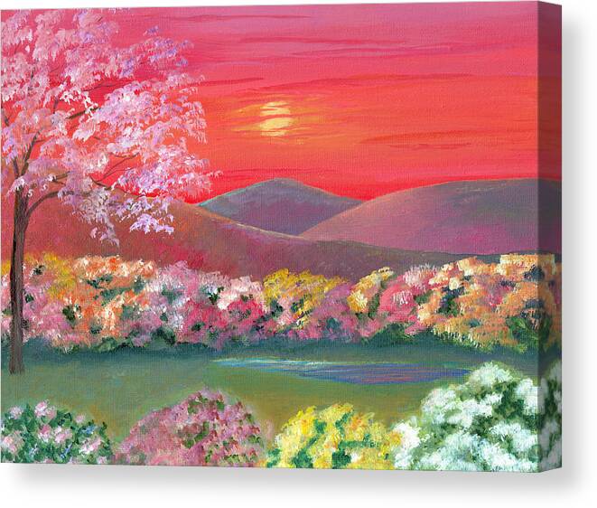 Nature Canvas Print featuring the painting Sunset Garden by Elizabeth Lock