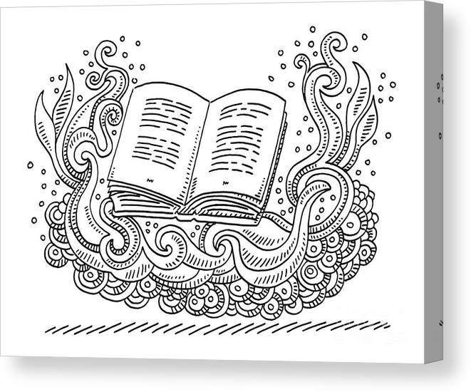Swirl Doodle Open Book Drawing Canvas Print / Canvas Art by Frank