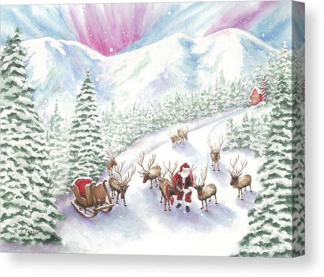 Reindeer Canvas Print featuring the painting Team Meeting by Lori Taylor