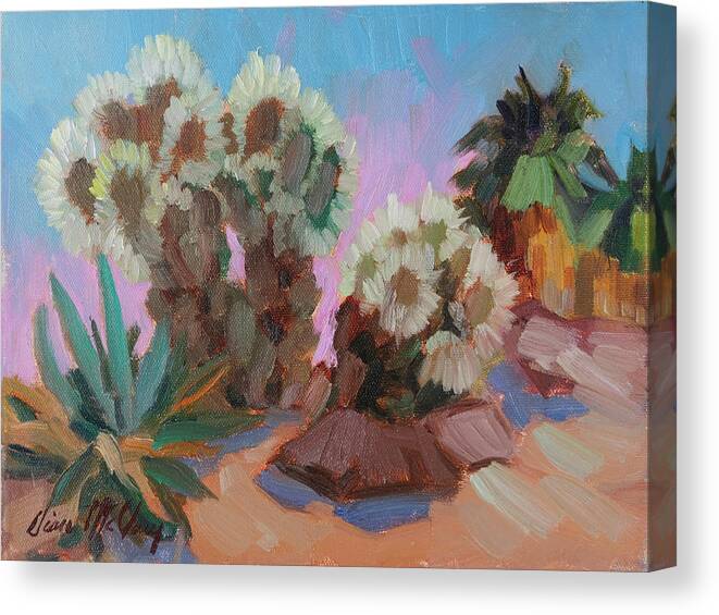 Cactus Canvas Print featuring the painting Teddy Bear Cholla Cactus - Living Desert by Diane McClary