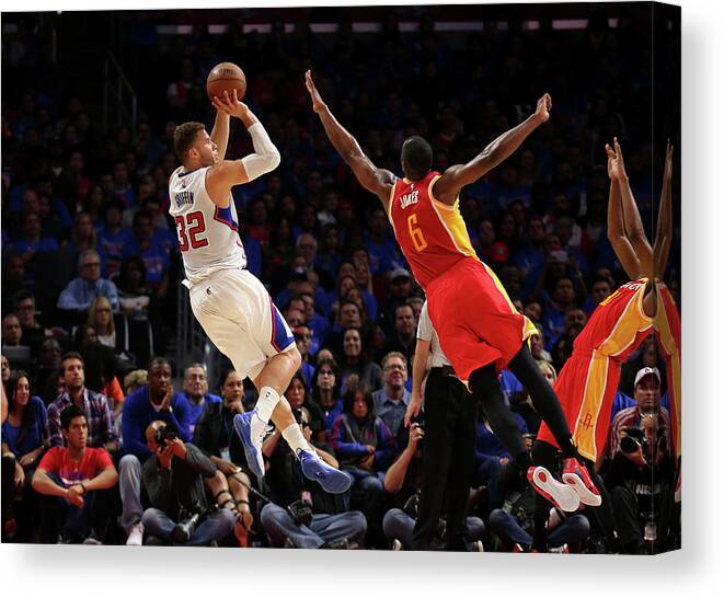 Playoffs Canvas Print featuring the photograph Terrence Jones and Blake Griffin by Stephen Dunn