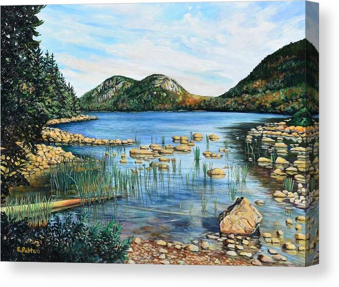 Acadia Canvas Print featuring the painting The Bubbles, Acadia National Park by Eileen Patten Oliver