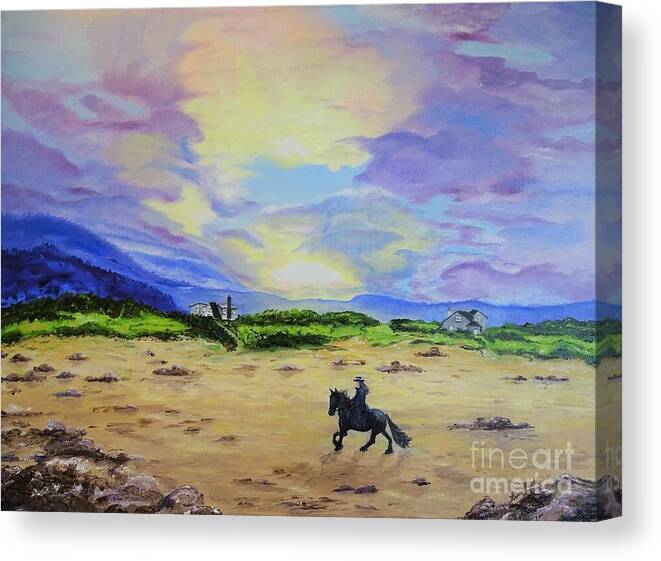 Cantering On A Horse Canvas Print featuring the painting The Canter by Lisa Rose Musselwhite