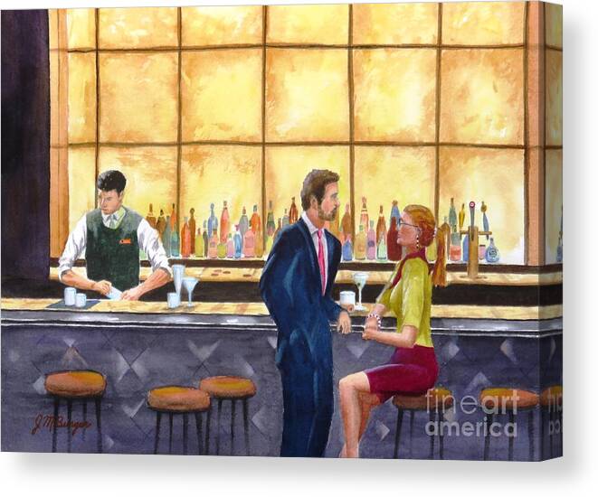 Bar Canvas Print featuring the painting The Encounter by Joseph Burger