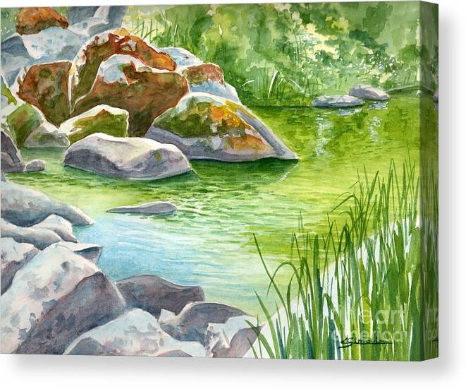 River Canvas Print featuring the painting The Rocks by Christian Simonian
