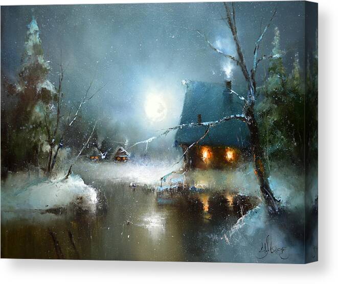 Russian Artists New Wave Canvas Print featuring the painting Theater of Moon by Igor Medvedev
