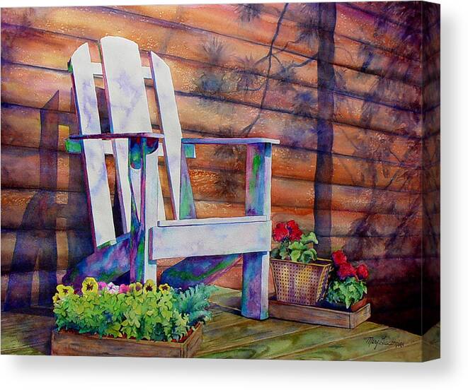 Adirondack Chair Canvas Print featuring the painting Time Out by Mary Giacomini