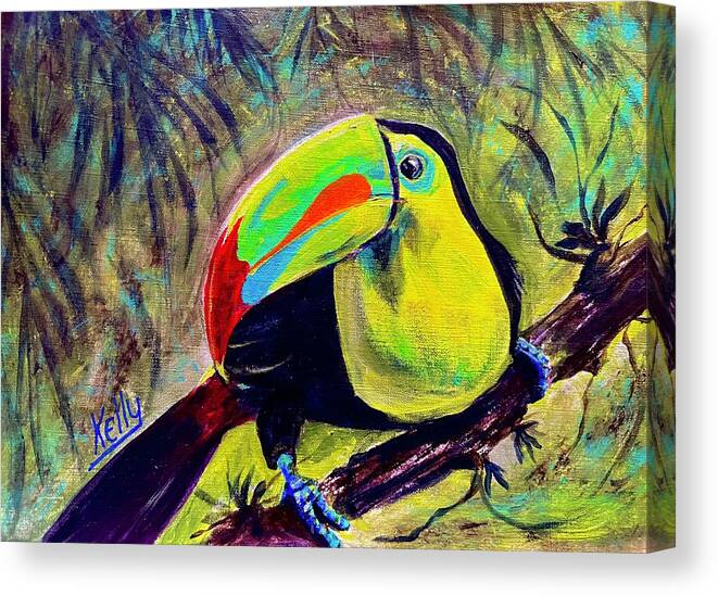 Toucan Canvas Print featuring the painting Toucan Sighting by Kelly Smith