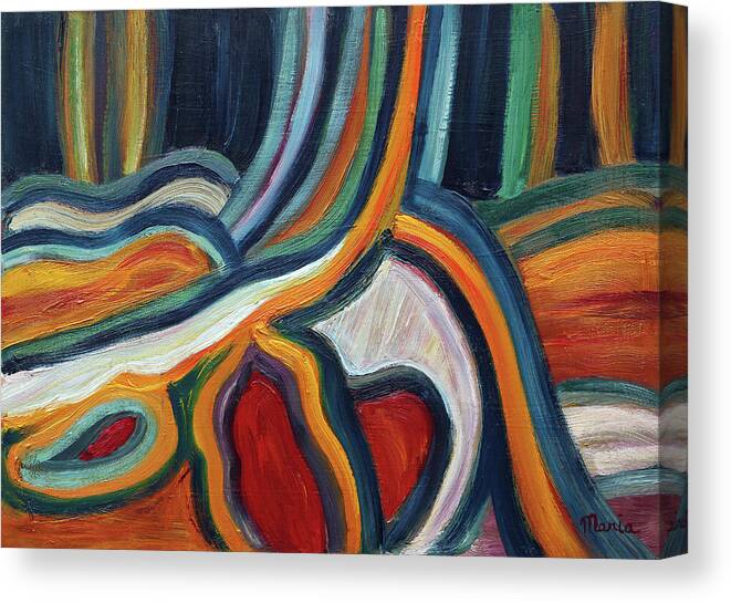Abstract Canvas Print featuring the painting Tree Roots by Maria Meester
