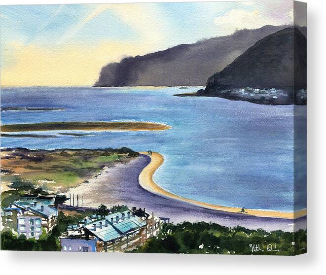 Portugal Canvas Print featuring the painting Troia Peninsula Portugal by Dora Hathazi Mendes