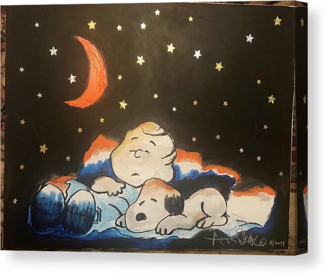  Canvas Print featuring the painting Under the Stars by Angie ONeal