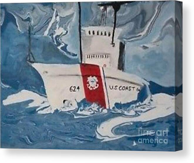 Uscg Cutter Canvas Print featuring the painting USCGC Dauntless by Expressions By Stephanie