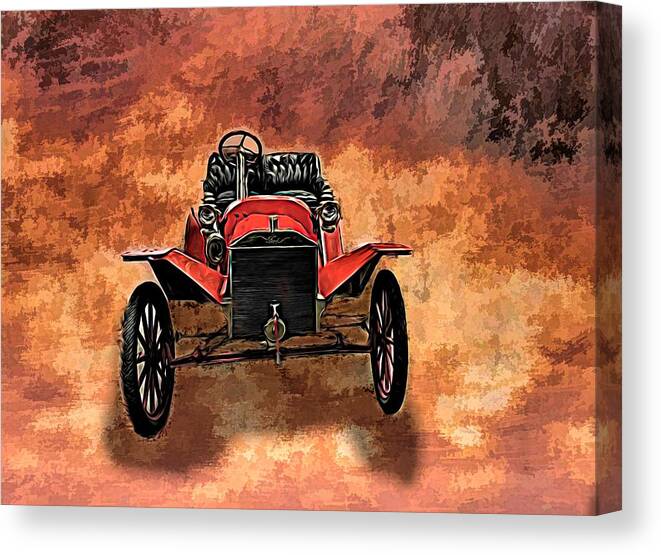 Classic Cars Canvas Print featuring the mixed media Vintage 1907 Model S Ford Roadster by Joan Stratton