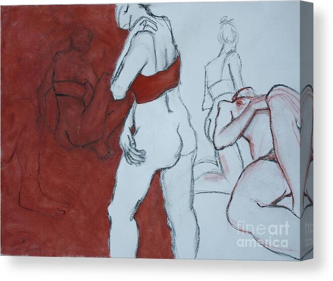 Figure Painting Canvas Print featuring the mixed media Walking Away by PJ Kirk