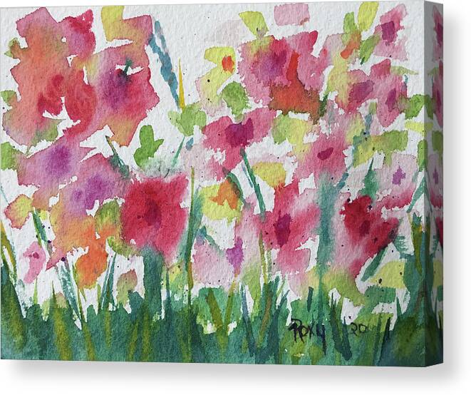 Flower Garden Canvas Print featuring the painting Watercolor Wildflowers by Roxy Rich