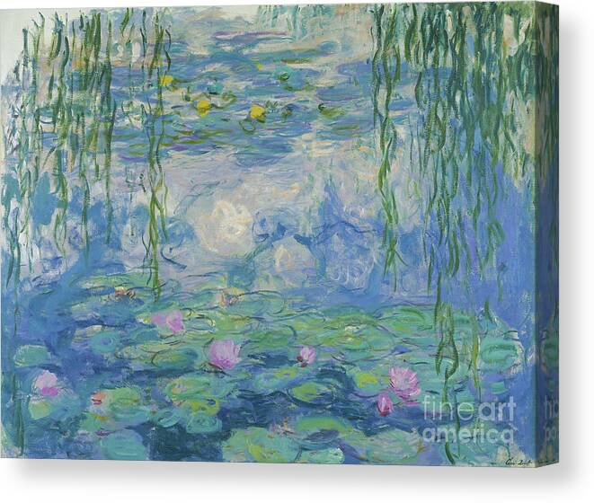 Claude Monet Canvas Print featuring the painting Waterlilies, 1916-19 by Claude Monet