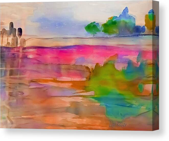 Trees Canvas Print featuring the painting Waters Edge Watercolor by Lisa Kaiser