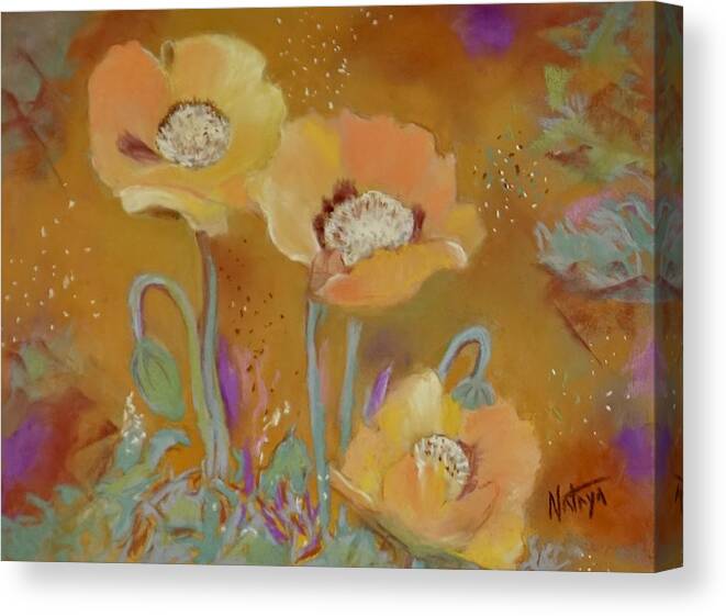 Poppy Canvas Print featuring the pastel Wild About Poppies by Nataya Crow
