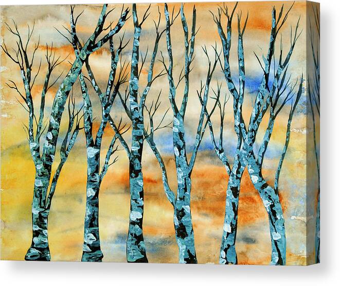 Winter Canvas Print featuring the painting Winter Trees by Vallee Johnson